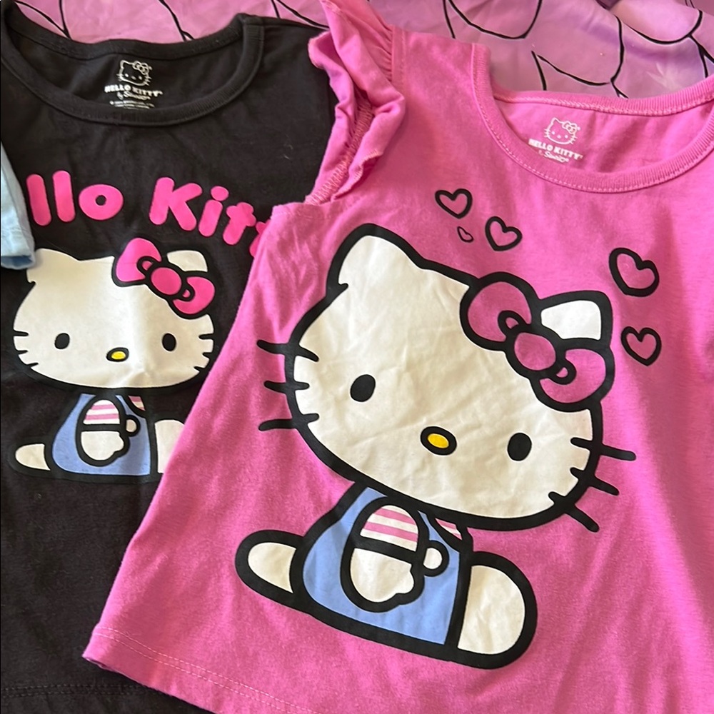 Hello Kitty Pink and Black Graphic Tees